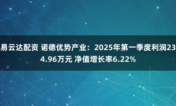 易云达配资 诺德优势产业：2025年第一季度利润234.96万元 净值增长率6.22%